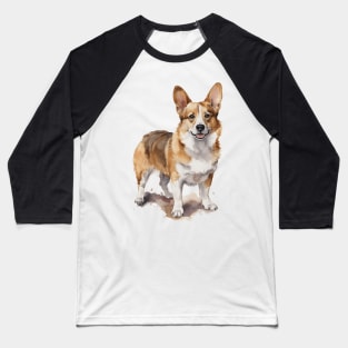 Welsh Corgi Watercolor Style Baseball T-Shirt